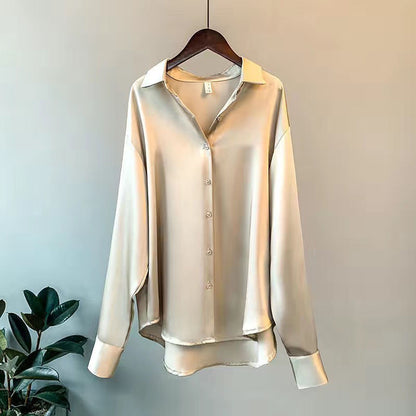 Elegante Damen Seidenbluse mit Knöpfen