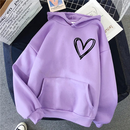 Herz-Hoodie Damen Komfortabel Trendy Design
