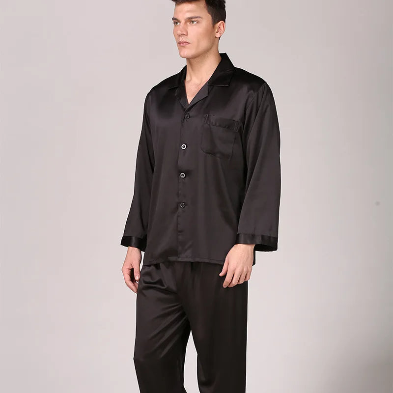 Seiden-Pyjama-Set Langarm Satin für Männer