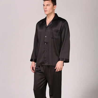 Seiden-Pyjama-Set Langarm Satin für Männer