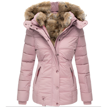 Elegantes Damenjacken | Schlankes Winterjacket mit Pelzkragen