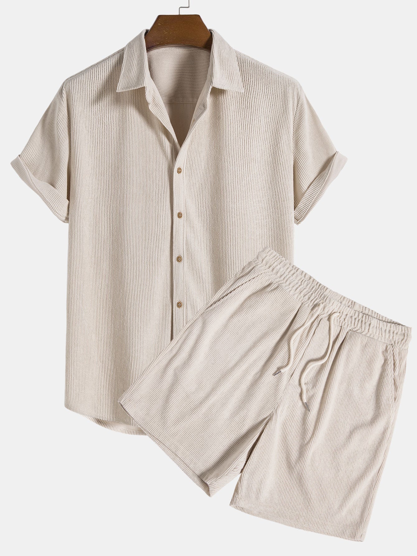 Herren Sommer Set Kurzarm Hemd Shorts - IdealeKleiden