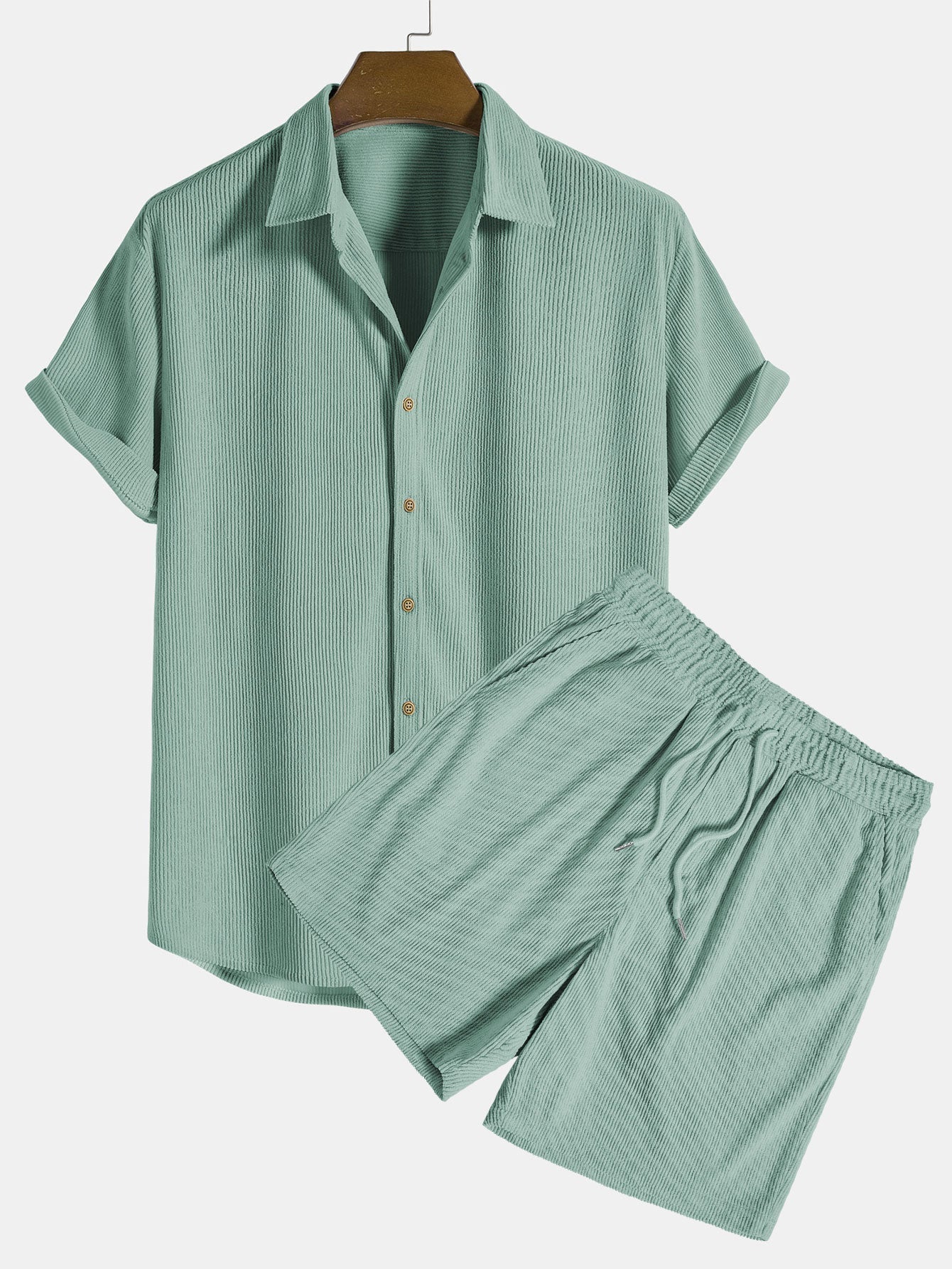 Herren Sommer Set Kurzarm Hemd Shorts