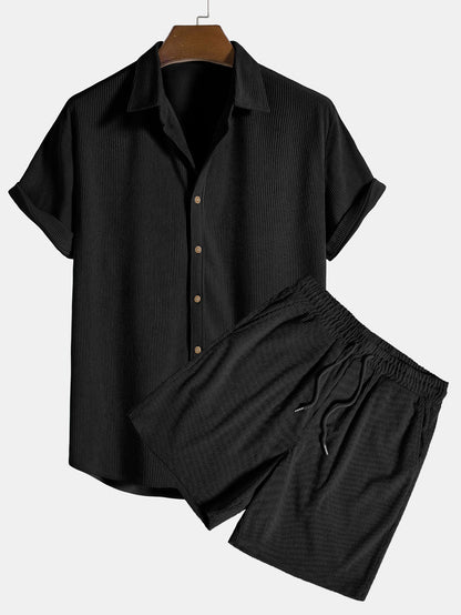 Herren Sommer Set Kurzarm Hemd Shorts