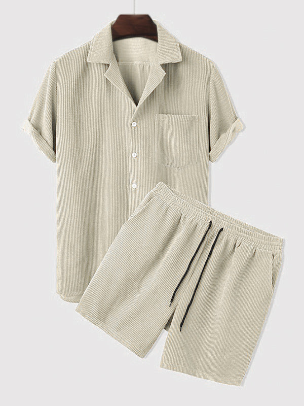 Herren Sommer Set Kurzarm Cord Zweiteiler