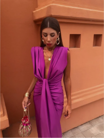 Elegantes Damenkleid für Hochzeitsgäste mit V-Ausschnitt