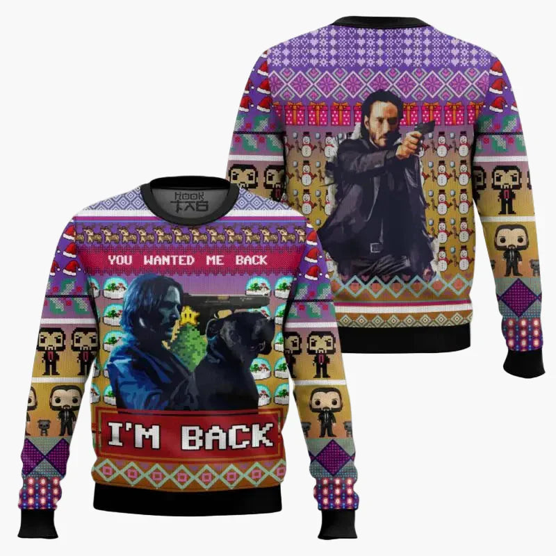 Witziger Weihnachtspullover Lustig Wick-Mas Fan-Design