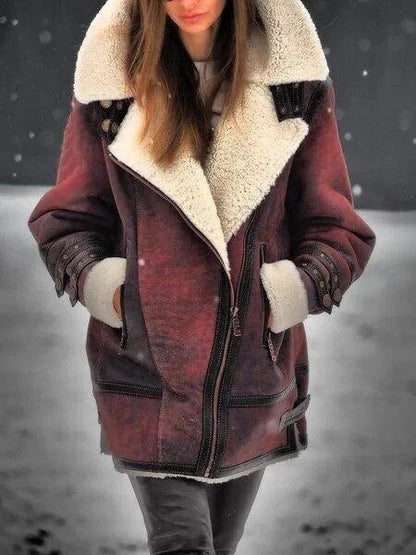Stylische Wildlederjacke Sherpa Fleece