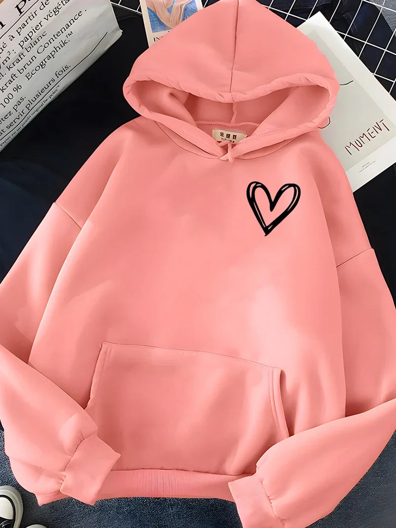 Herz-Hoodie Damen Komfortabel Trendy Design
