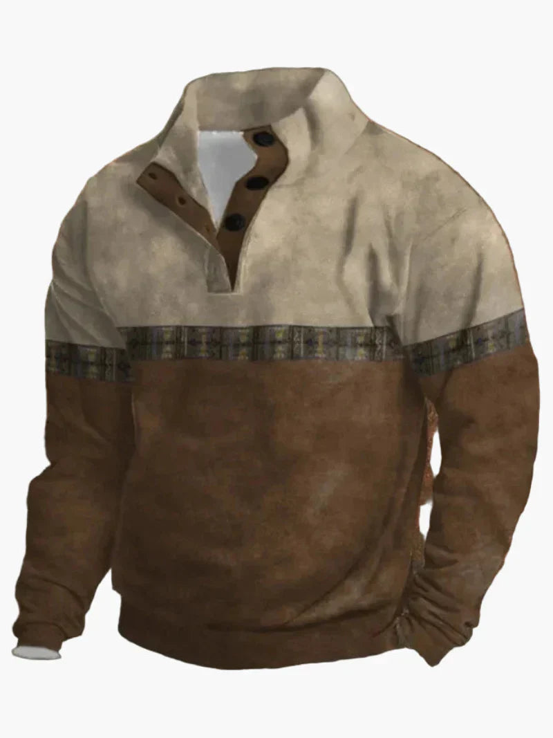 Retro Cowboy Sweatshirt Western Style Stehkragen