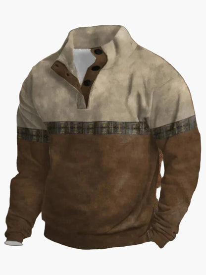 Retro Cowboy Sweatshirt Western Style Stehkragen