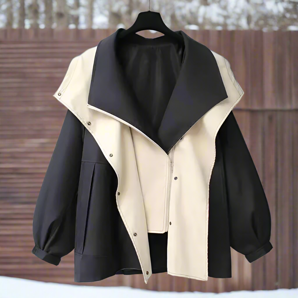 Baumwolljacke Lässig Drapierter Kragen