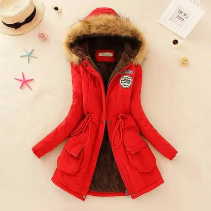 Warme Winterjacke Damen Kapuze Verstellbar - IdealeKleiden