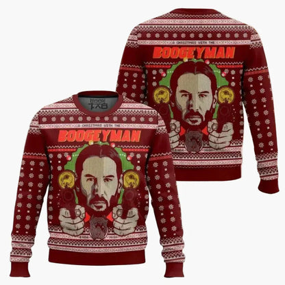 Witziger Weihnachtspullover Lustig Wick-Mas Fan-Design