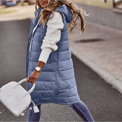 Winter Bodywarmer Oversized Kapuze Gesteppt
