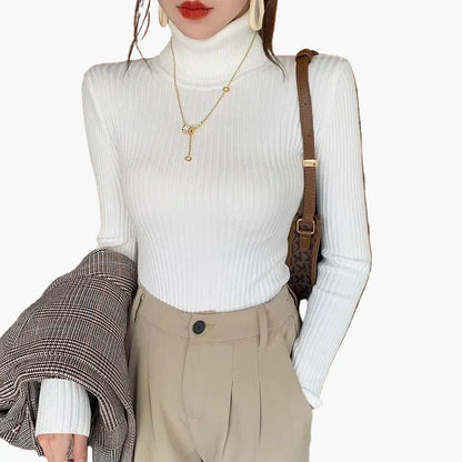Herbst Pullover Langarm Warm Gerippt