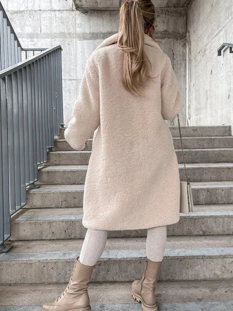 Weiche Winterjacke Damen Fleece Lang - IdealeKleiden