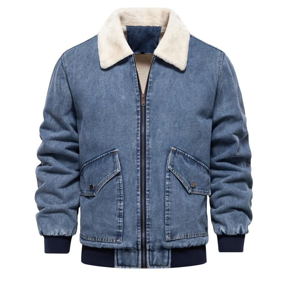 Herren Jeansjacke Warm Gefüttert Winter
