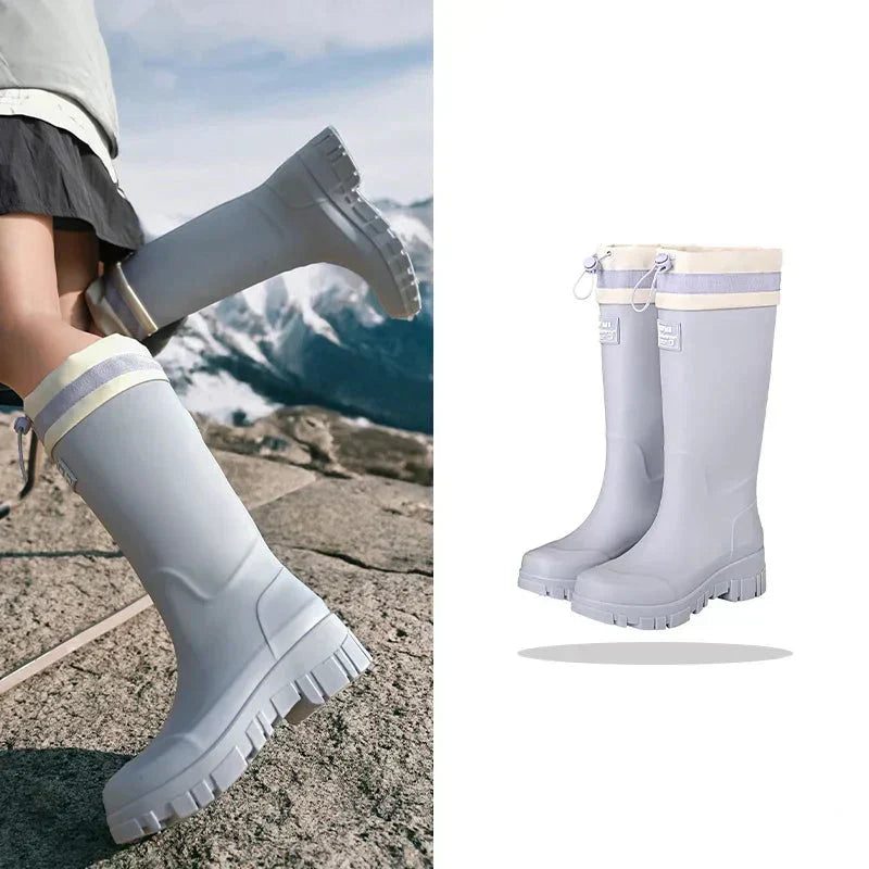 Damen Gummistiefel Wasserdicht Retro Stil Rutschfest