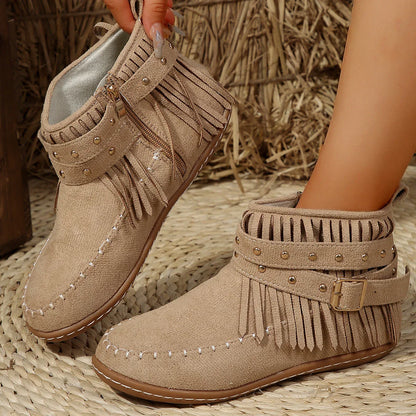 Retro Stiefeletten Wildleder Schnalle Cowboy Style