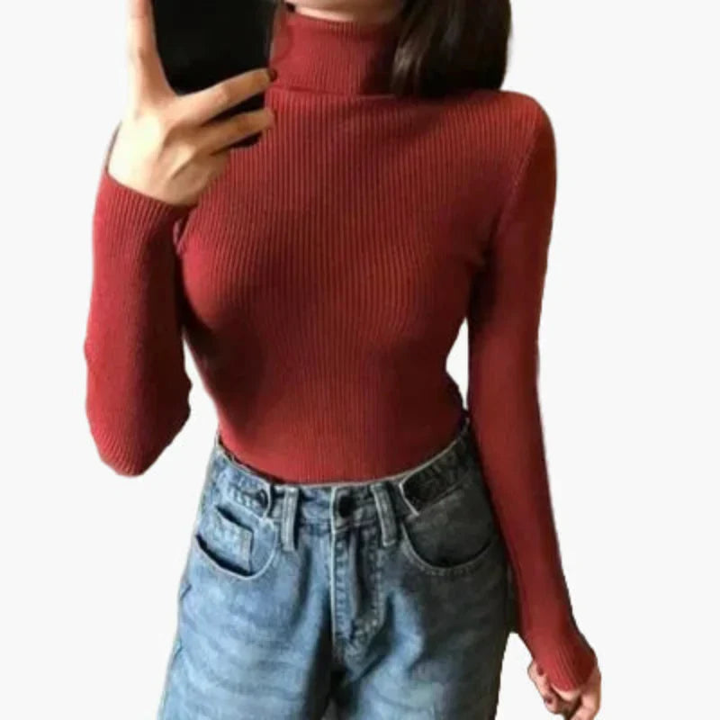 Herbst Pullover Langarm Warm Gerippt
