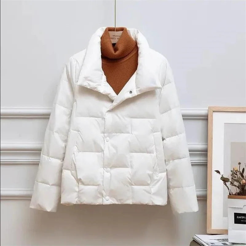 Leichte Daunenjacke Stehkragen Damen - IdealeKleiden