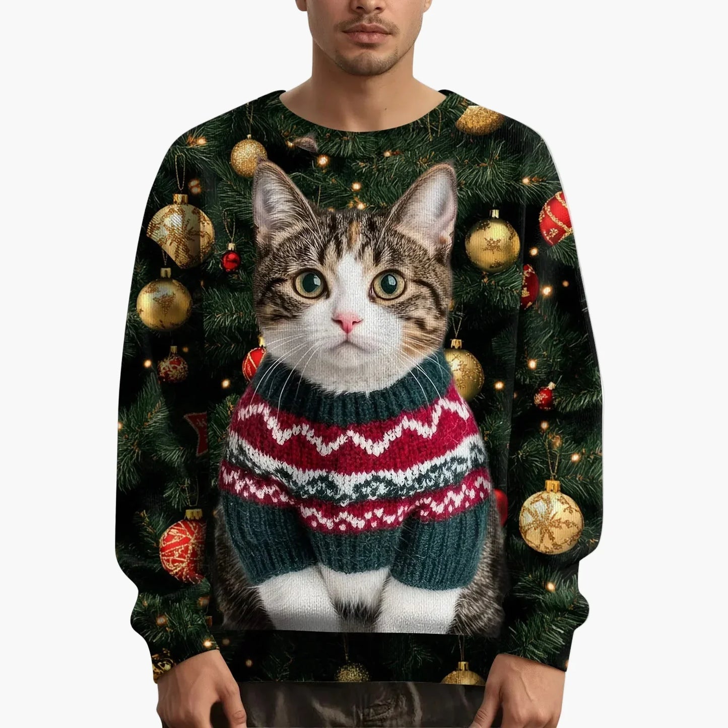 Weihnachtspullover Katzenmotiv Festlich
