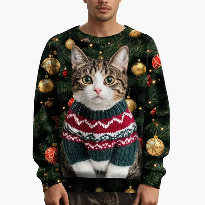 Weihnachtspullover Katzenmotiv Festlich