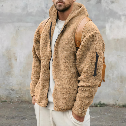 Herren Fleecejacke Warm Kapuze Reißverschluss - IdealeKleiden