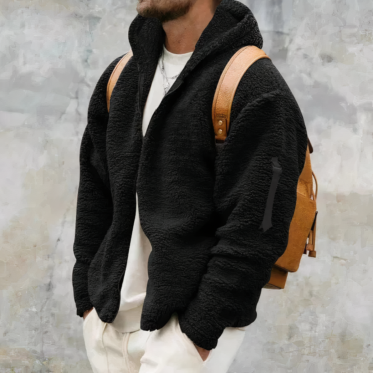 Herren Fleecejacke Warm Kapuze Reißverschluss