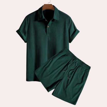 Sommer Shorts Set Herren Polo Kord Outfit