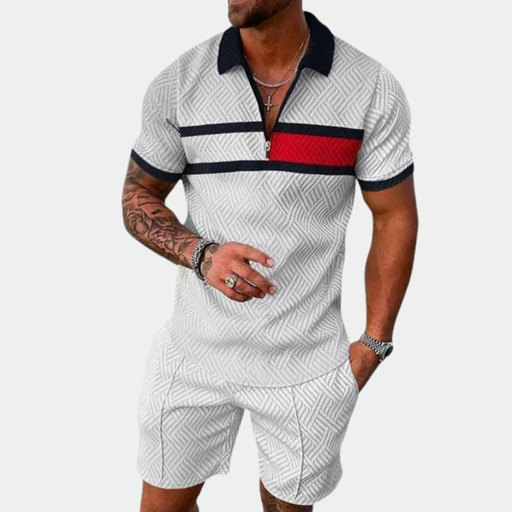 Sommer Outfit Set - Zweiteiliges Polo Shirt Shorts - IdealeKleiden