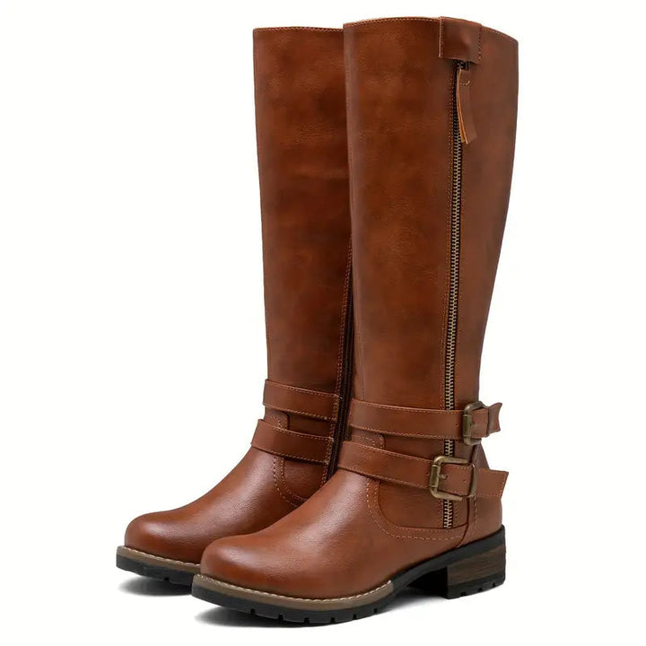 Damen Stiefel Knielang Schnürschuhe Elegant