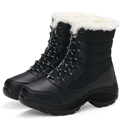 Wasserdichte Damenstiefel Winter Warm Plattform Fell
