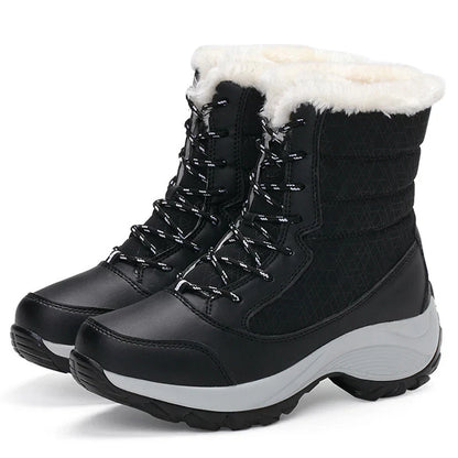 Wasserdichte Damenstiefel Winter Warm Plattform Fell