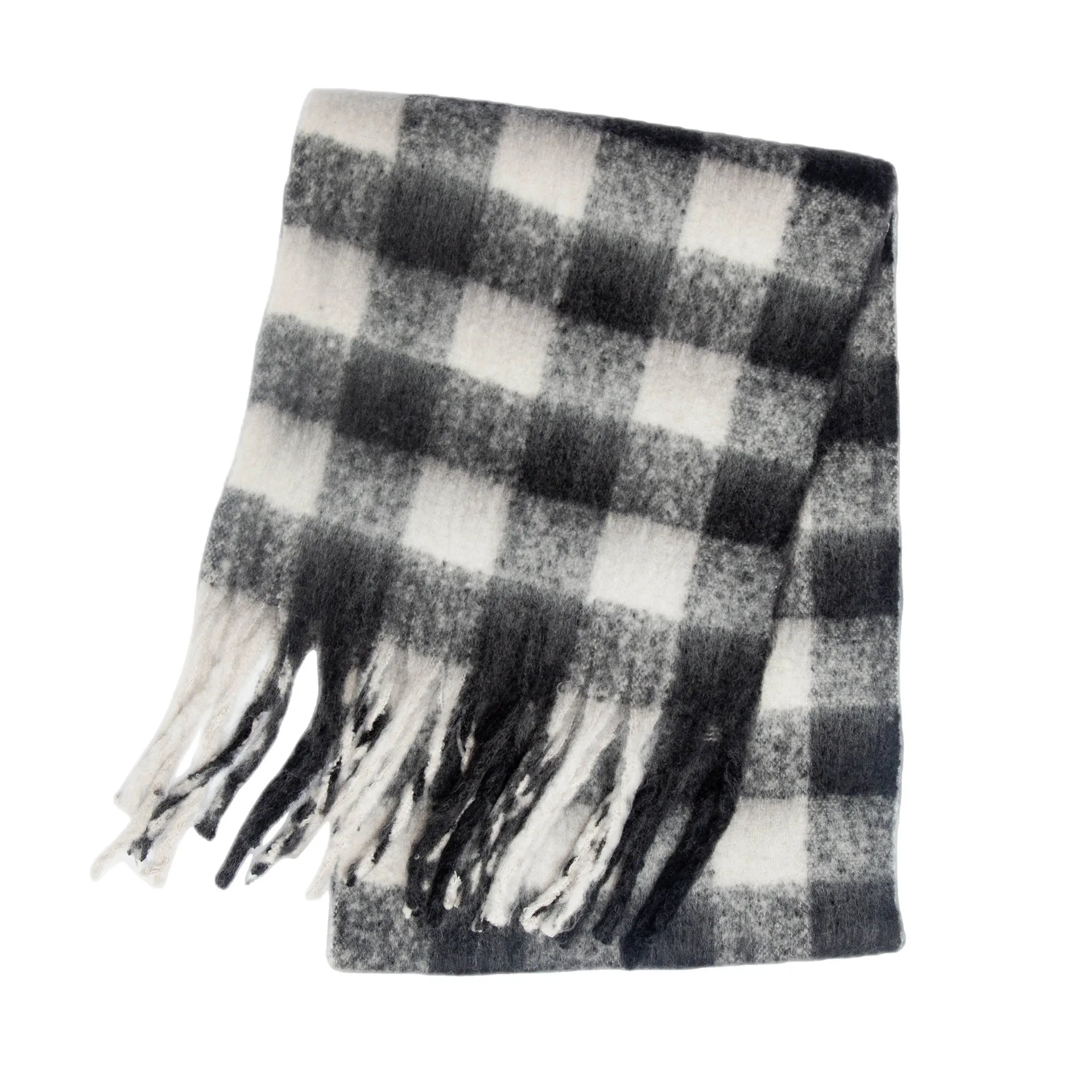 Karierte Damen-Schal Winter Fransen - IdealeKleiden