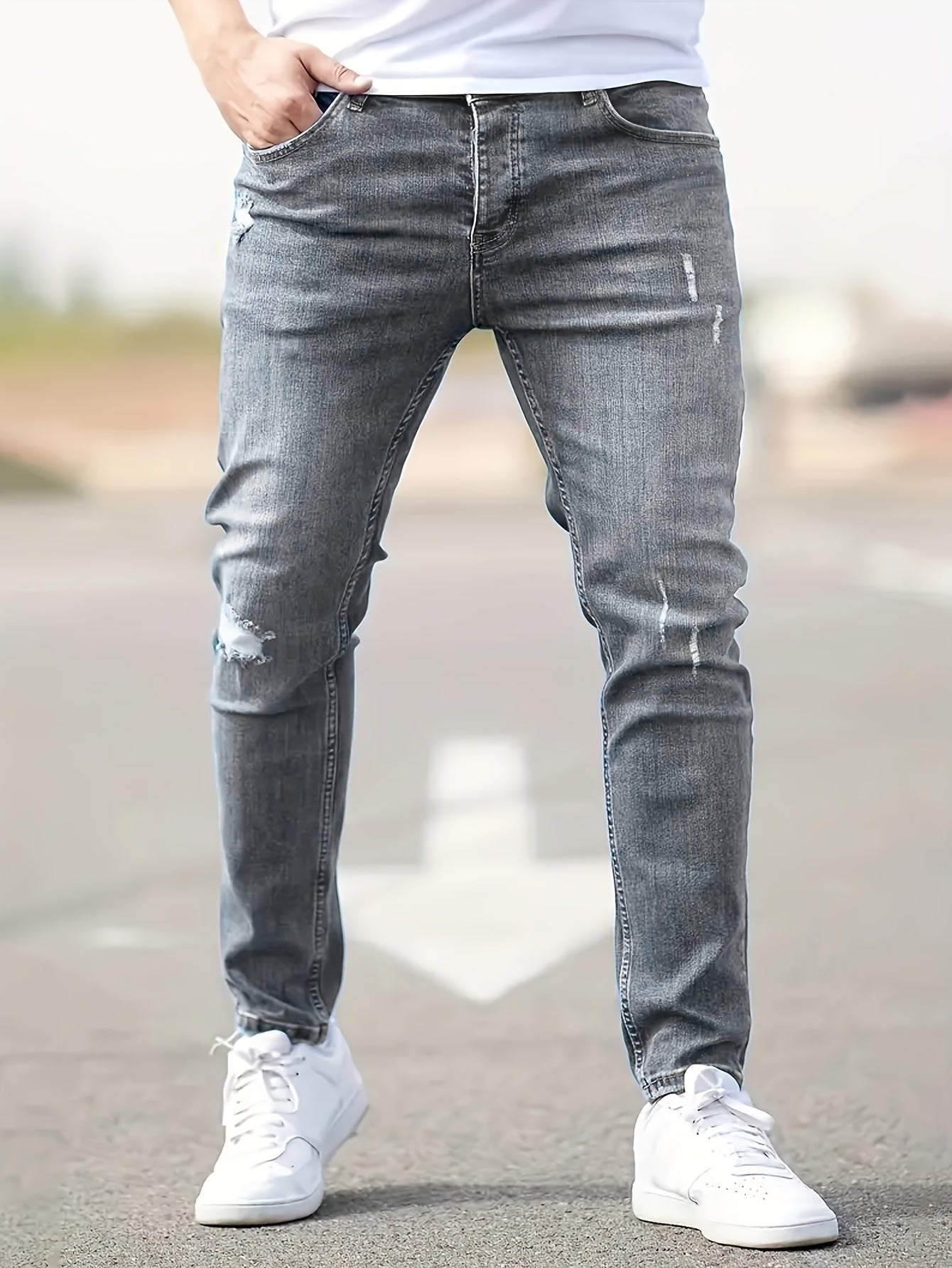 Slim Fit Herrenjeans Ripped Stretch