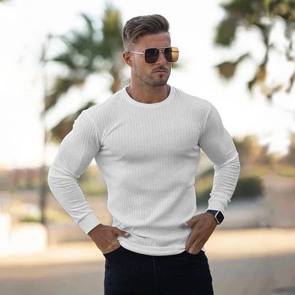 Herren Slim Fit Strickpullover Langarm Gerippt