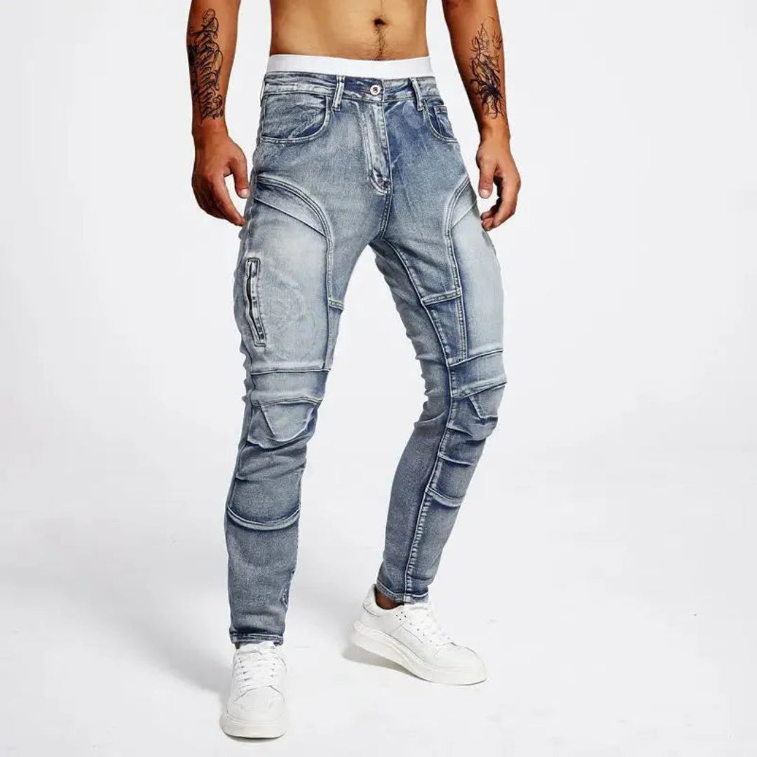 Elegante Moto Jeans | Stretch-Denim Hose für Damen - IdealeKleiden