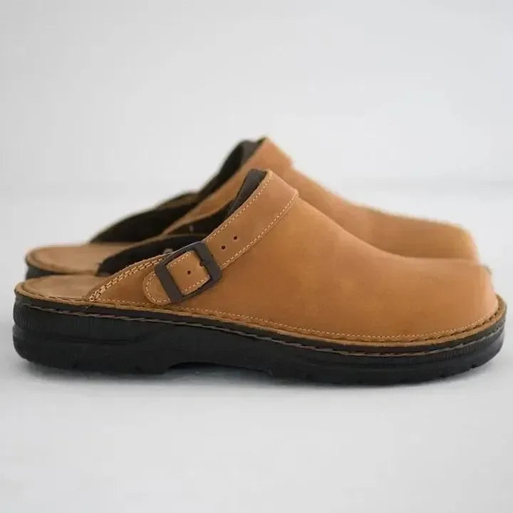 Orthopädische Pantoletten Leder Herrenschuhe - IdealeKleiden