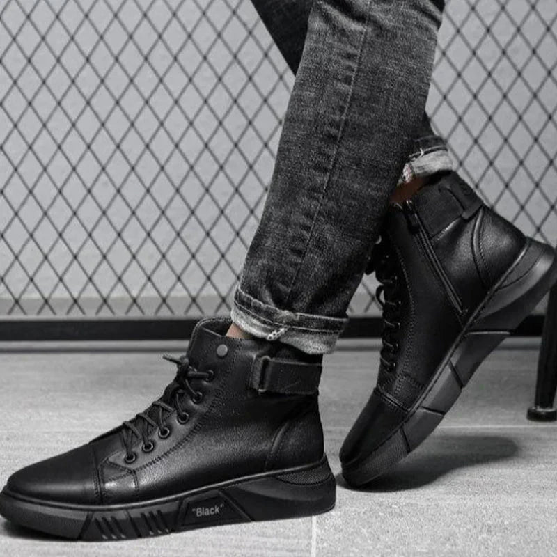 Hohe Sneaker Herren Schwarz Reißverschluss