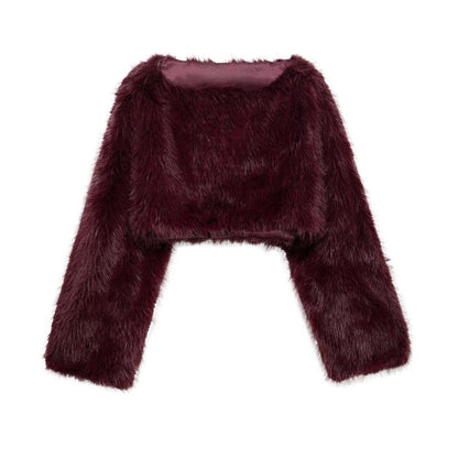 Stylische Damenpullover | Kunstfell Sweater mit Weiten Ärmeln