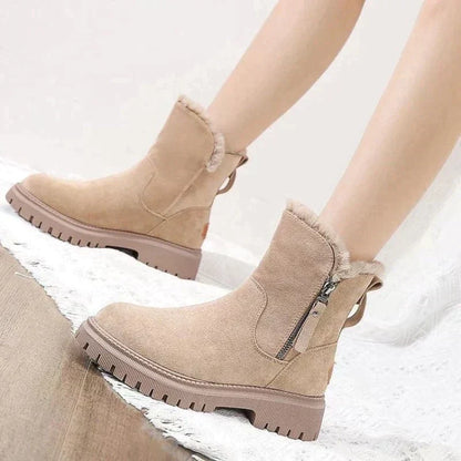 Warm gefütterte Damen Stiefel Reißverschluss