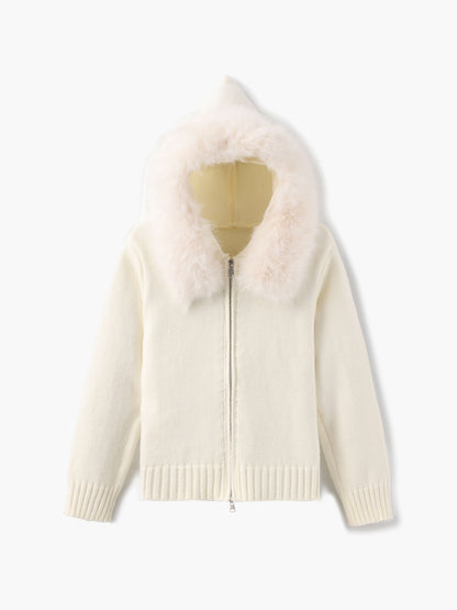 Kapuzenjacke Grau Kunstpelz Winterwarm