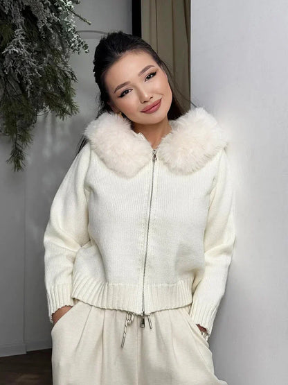 Damen Winterjacke Grau Kapuze Kunstpelz
