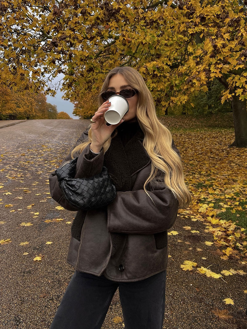 Modische Lederjacke Fleece Innenleben - IdealeKleiden