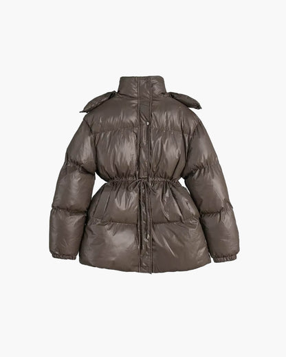 Winter Steppjacke Damen Kordelzug Glänzend
