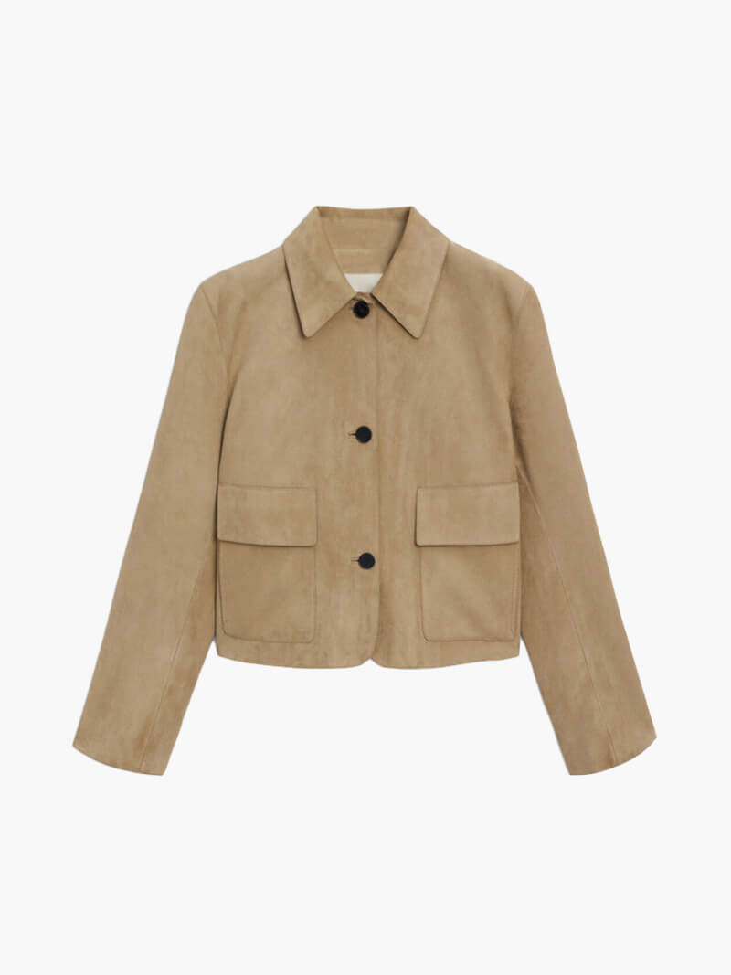 Lederjacke Damen Kurz Modisch Mit Taschen