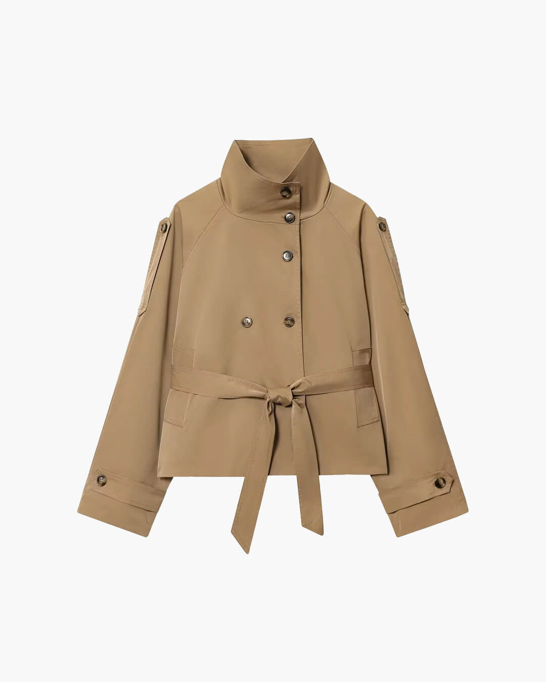 Damen Kurz Trenchcoat Winter Chic mit Gürtel