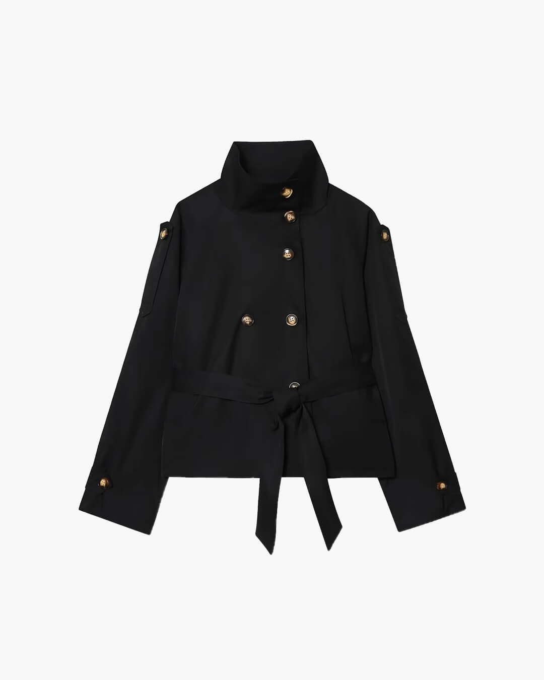 Damen Kurz Trenchcoat Winter Chic mit Gürtel